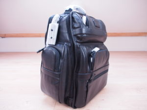 Tumi Alpha 2 backpack leather angle