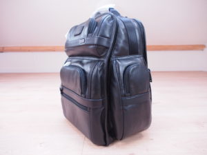 Tumi Alpha 2 backpack leather angle