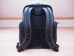 Tumi Alpha 2 backpack leather angle