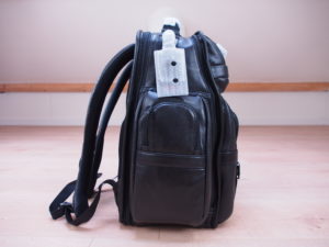 Tumi Alpha 2 backpack leather angle