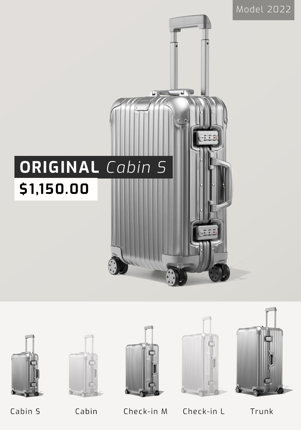 Rimowa Rimowa Original Cabin S 21 Luggage-Titanium (Luggage,16-22 Cabin)